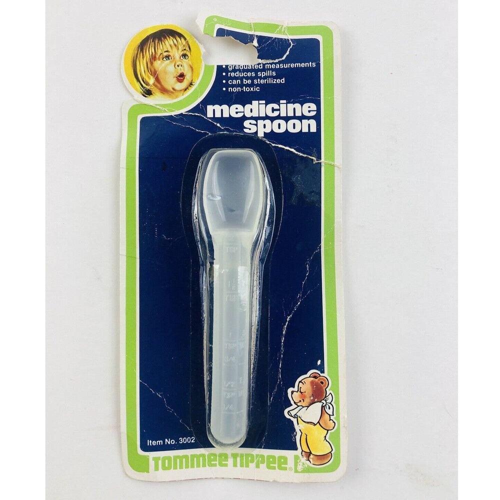 Vintage Tommee Tippee Baby Child Medicine Spoon 2 TSP 1981 Made In USA RARE!!